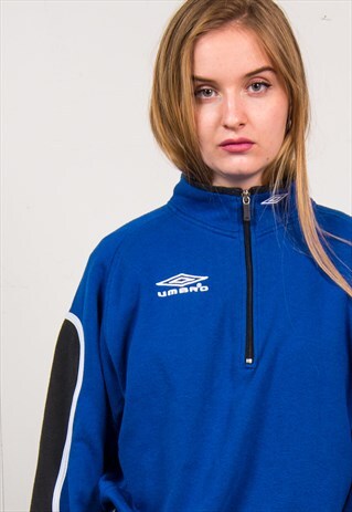 UMBRO 90'S BLUE QUARTER ZIP SWEATSHIRT