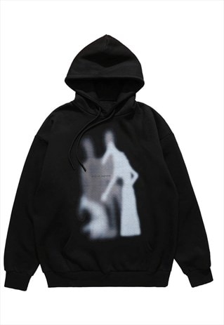 GHOST PRINT HOODIE CREEPY PULLOVER PREMIUM PUNK JUMPER 