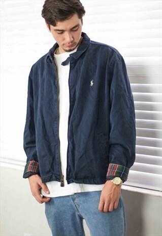 VINTAGE POLO RALPH LAUREN HARRINGTON JACKET LOGO 90S X 31.7