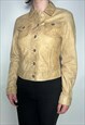 Vintage GAP leather jacket tan blazer y2k embroidered