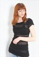 VINTAGE GUESS Y2K LACE TOP - BLACK