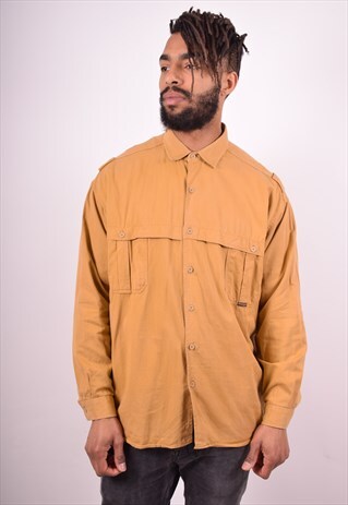 WRANGLER MENS VINTAGE SHIRT XL BROWN 90S