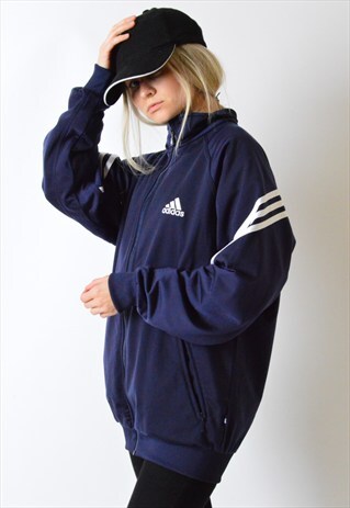 VINTAGE 90S NAVY BLUE ADIDAS TRACK JACKET