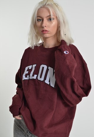 VINTAGE CHAMPION COLLEGE SWEATSHIRT JUMPER MAROON