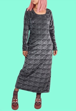 VINTAGE 90'S VELVET VELOUR GRUNGE MAXI DRESS
