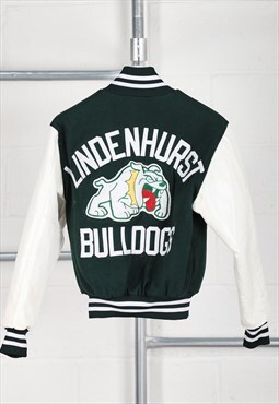 Vintage Varsity Jacket in Green Baseball Bomber Coat Small