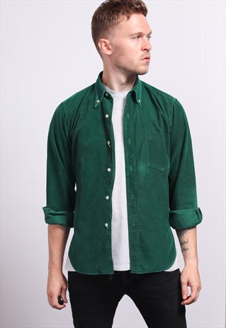 VINTAGE CORDUROY CORD SHIRT GREEN
