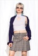 VINTAGE KNITTED BOLERO Y2K FRILLY SHRUG CARDIGAN IN PURPLE