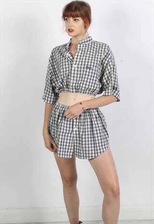 VINTAGE CHAPS RALPH LAUREN REWORK CO-ORD CROP TOP & SKIRT