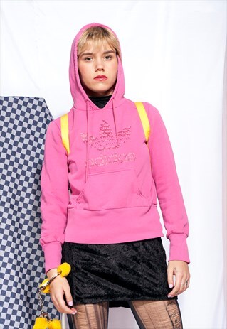 VINTAGE ADIDAS HOODIE 90S JUMPER Y2K PINK SWEATSHIRT