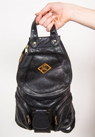 VINTAGE 90'S FAUX LEATHER BACKPACK RUCKSACK