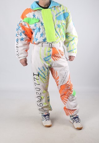 VINTAGE FULL SKI SUIT SNOW NEON M / L 42" (9DK)