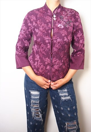 PURPLE SILK CHINESE EMBROIDERY JACKET