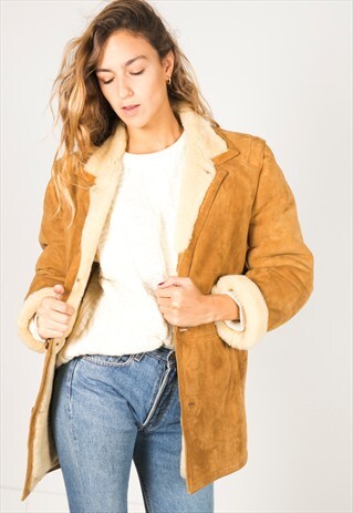 VINTAGE 80S WINTER SHEEPSKIN COAT / R013