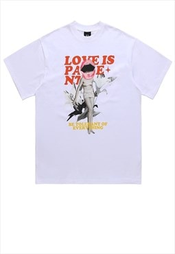 Love slogan tshirt poster print tee grunge pop art top white