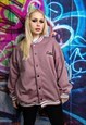 COLLEGE VARSITY JACKET PU AMERICAN SLOGAN BOMBER PASTEL PINK