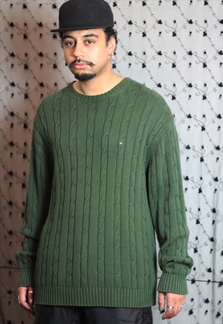VINTAGE TOMMY HILFIGER GREEN KNIT JUMPER