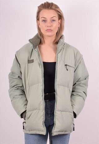 FILA WOMENS VINTAGE PADDED JACKET XL KHAKI 90S