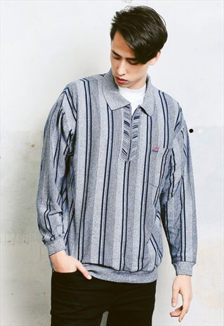 VINTAGE 90S STRIPED LONG SLEEVE MINIMALIST SHIRT