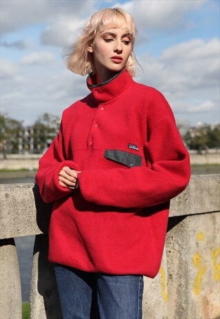 VINTAGE 90S PATAGONIA FLEECE SWEATSHIRT RED LARGE