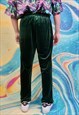 THREE STRIPE VELVET JOGGERS BUTTERFLY CLIP ON OVERALLS GREEN