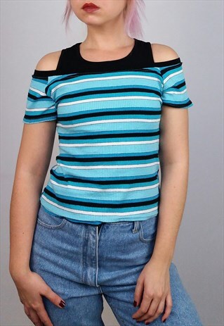 VINTAGE 90'S RIBBED SOFT KNIT TOP / T-SHIRT