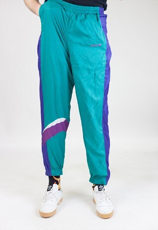 VINTAGE 90'S ADIDAS GREEN/PURPLE SHELL BOTTOMS
