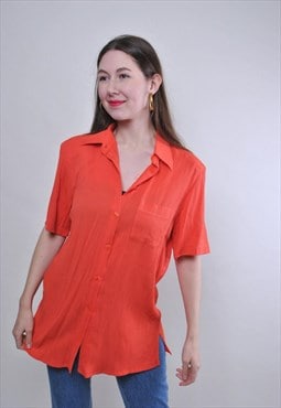 Vintage minimalist short sleeve orange blouse