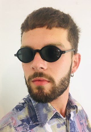 VINTAGE 90S OVAL BLACK SUNGLASSES