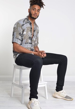VINTAGE ABSTRACT CRAZY PATTERNED FESTIVAL SHIRT