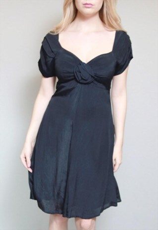 VINTAGE 1990'S BLACK ROSE DETAIL MINI PROM DRESS