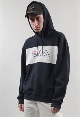 VINTAGE 90'S FILA NAVY/ WHITE HOODIE