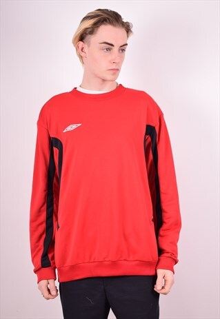 UMBRO MENS VINTAGE SWEATSHIRT JUMPER XL RED 90S