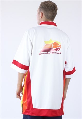 VINTAGE MENS NIKE SUPREME COURT BIG LOGO JERSEY SHIRT JACKET