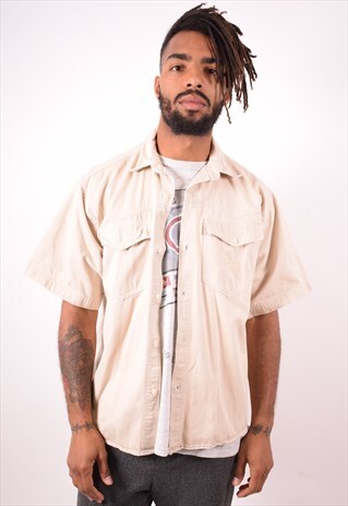 LEVI'S MENS VINTAGE DENIM SHIRT LARGE BEIGE 90S