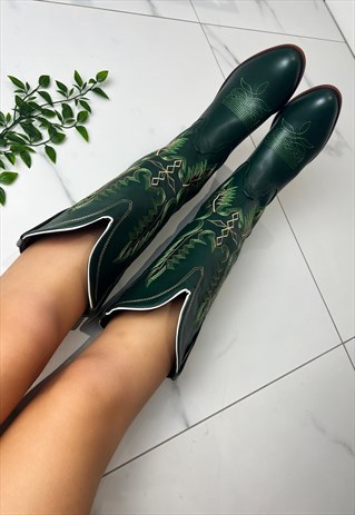 COWBOY BOOTS GREEN WESTERN COWGIRL BOOTS