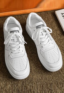 Chunky sole sneakers high platform trainer shoes in white