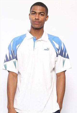 VINTAGE PUMA LOGO POLO SHIRT WHITE