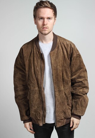 VINTAGE OVERSIZED SUEDE BOMBER JACKET