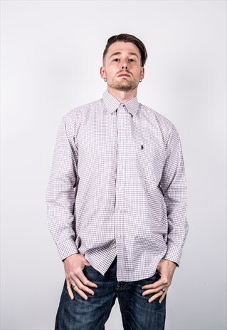 POLO RALPH LAUREN VINTAGE 1990S PURPLE CHECKED SHIRT