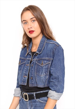 VINTAGE 90S BLUE DENIM CROPPED JACKET