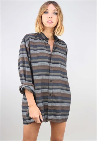 VINTAGE OVERSIZED LONG SLEEVE PATTERNED SHIRT