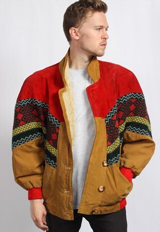 VINTAGE AZTEC FLEECE LINED FESTIVAL JACKET