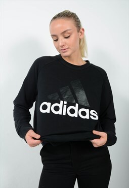 Vintage 90s Adidas Sweatshirt Black Logo Size L