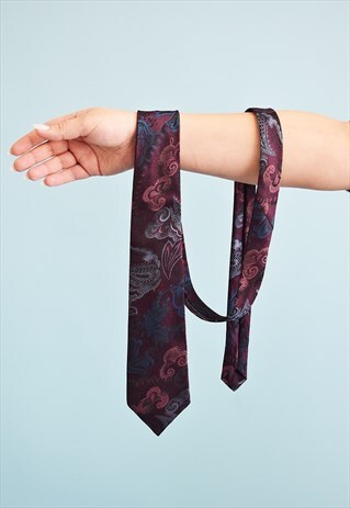 VINTAGE 80'S RETRO PAISLEY PATTERN TAPESTRY WOVEN TIE