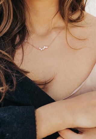 STAR NECKLACE 925 STERLING SILBER 14K ROSEGOLD ZIRCONIA