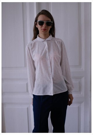 VINTAGE 90'S WHITE SPOTTY STYLE SHIRT