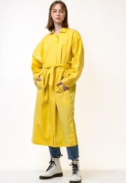 80s Vintage Old BOGNER Yellow Vintage Maxi Trench 5463