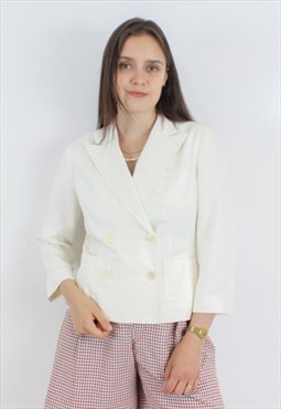 Silk Blazer Double Breasted Button Up Jacket Top Coat Casual