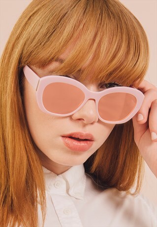 GIA PINK MIRROR LENS RETRO FASHION SUNGLASSES